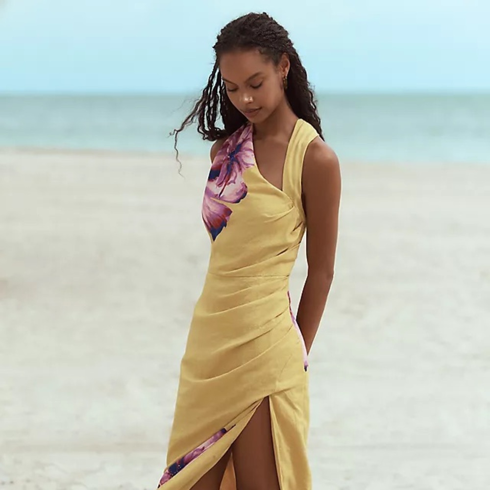 Anthropologie Asymmetric Linen Maxi Dress - Picture 3 of 5